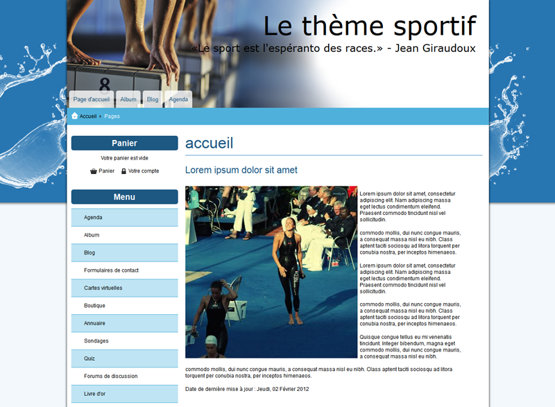 Un thème graphique dédié aux sites sportifs