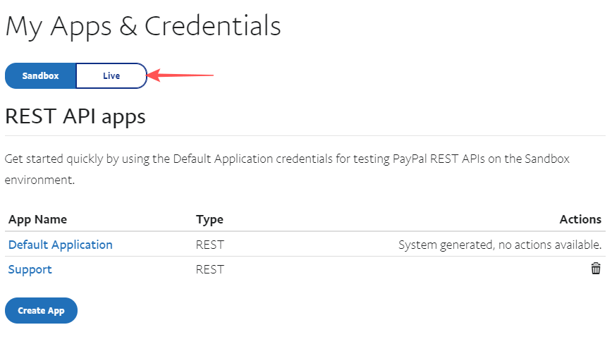 Récupérer les identifiants PayPal pour le mode live