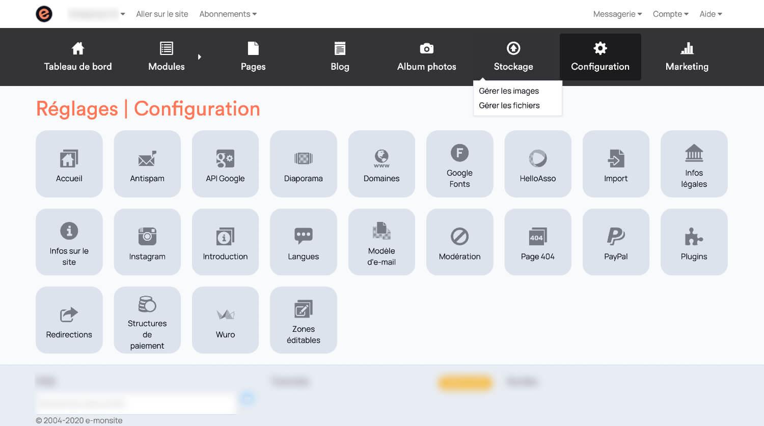 Reglages configuration emonsite