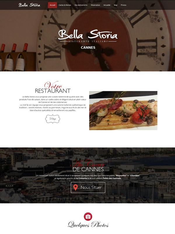 Exemple site de restaurant Bella Storia
