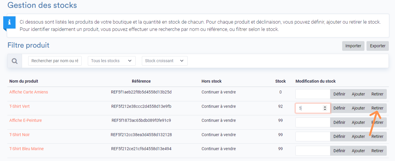 Retirer stock