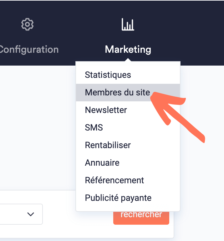 Fonctionnalité Membres du site