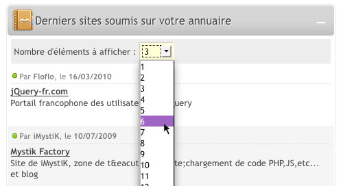 Définir le nombre d'enregistrements affichés
