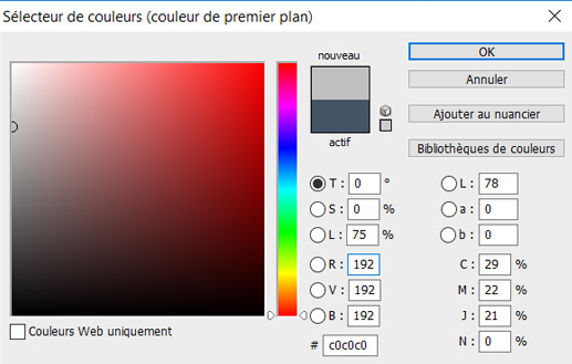 Selecteur couleur photoshop