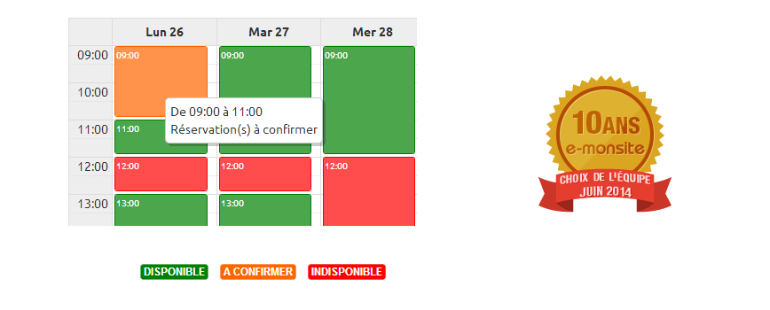 Exemples de sites avec un système de réservation en ligne