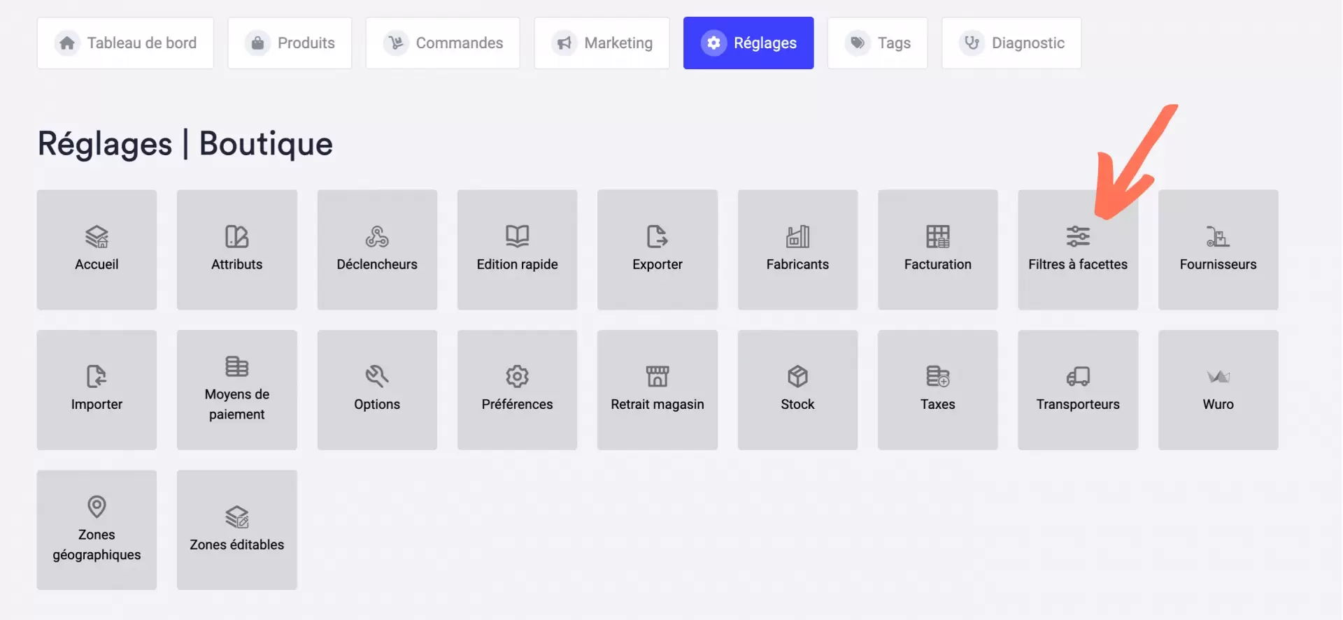 Widget filtres a facettes
