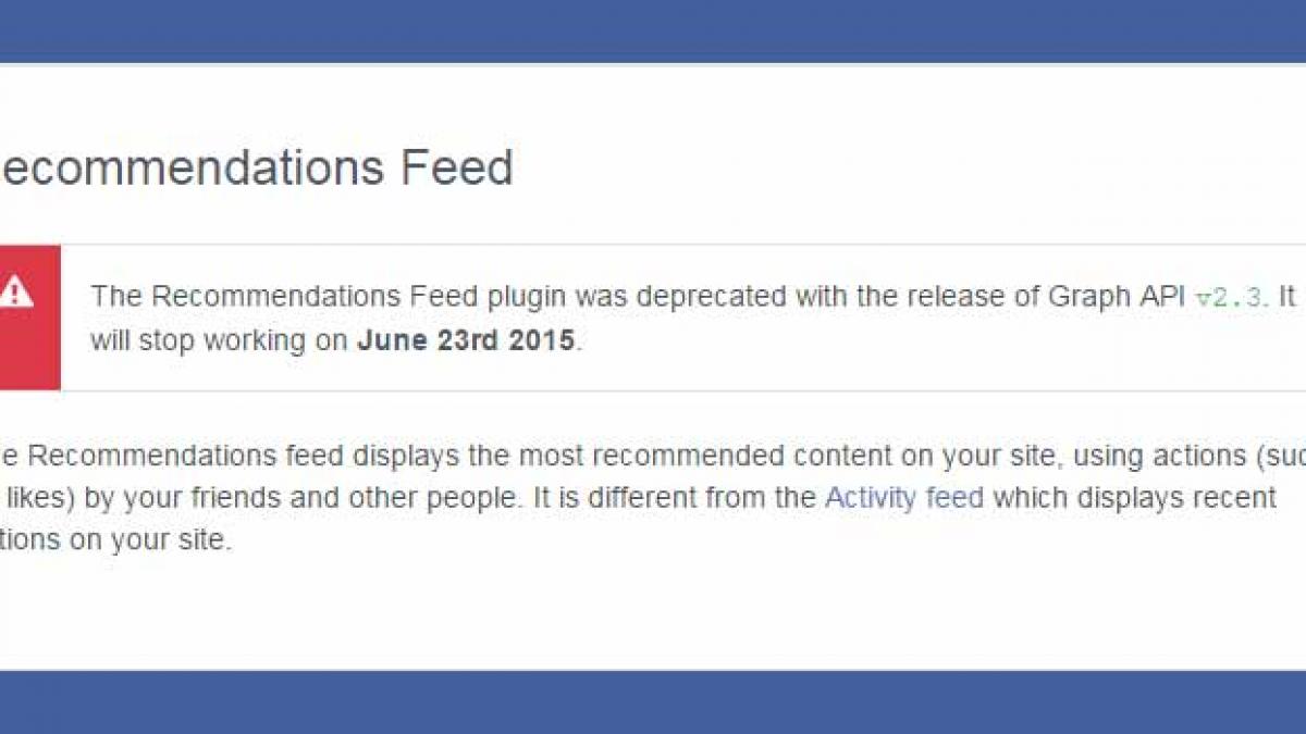 Suppression du widget recommandations de Facebook