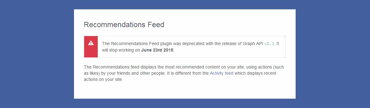 Suppression du widget recommandations de Facebook